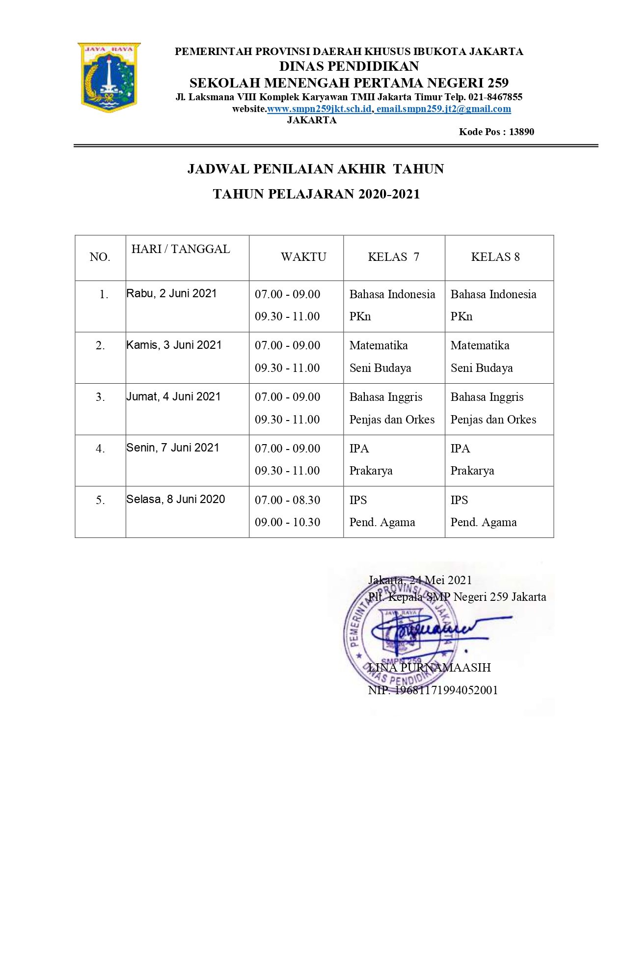 Jadwal PAT 2020-2021