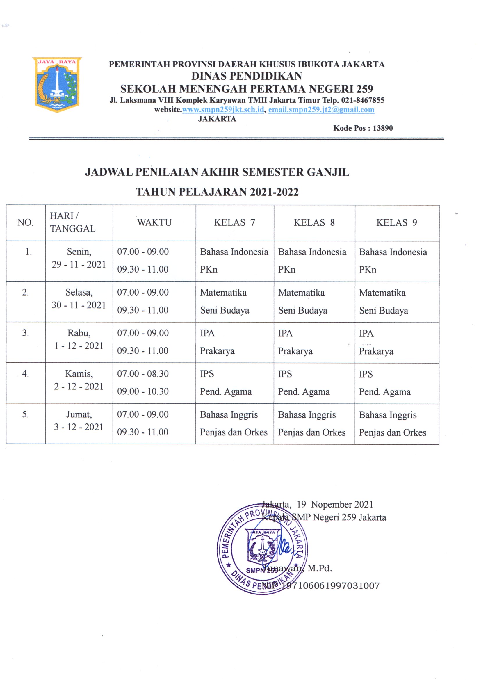 JADWAL PAS