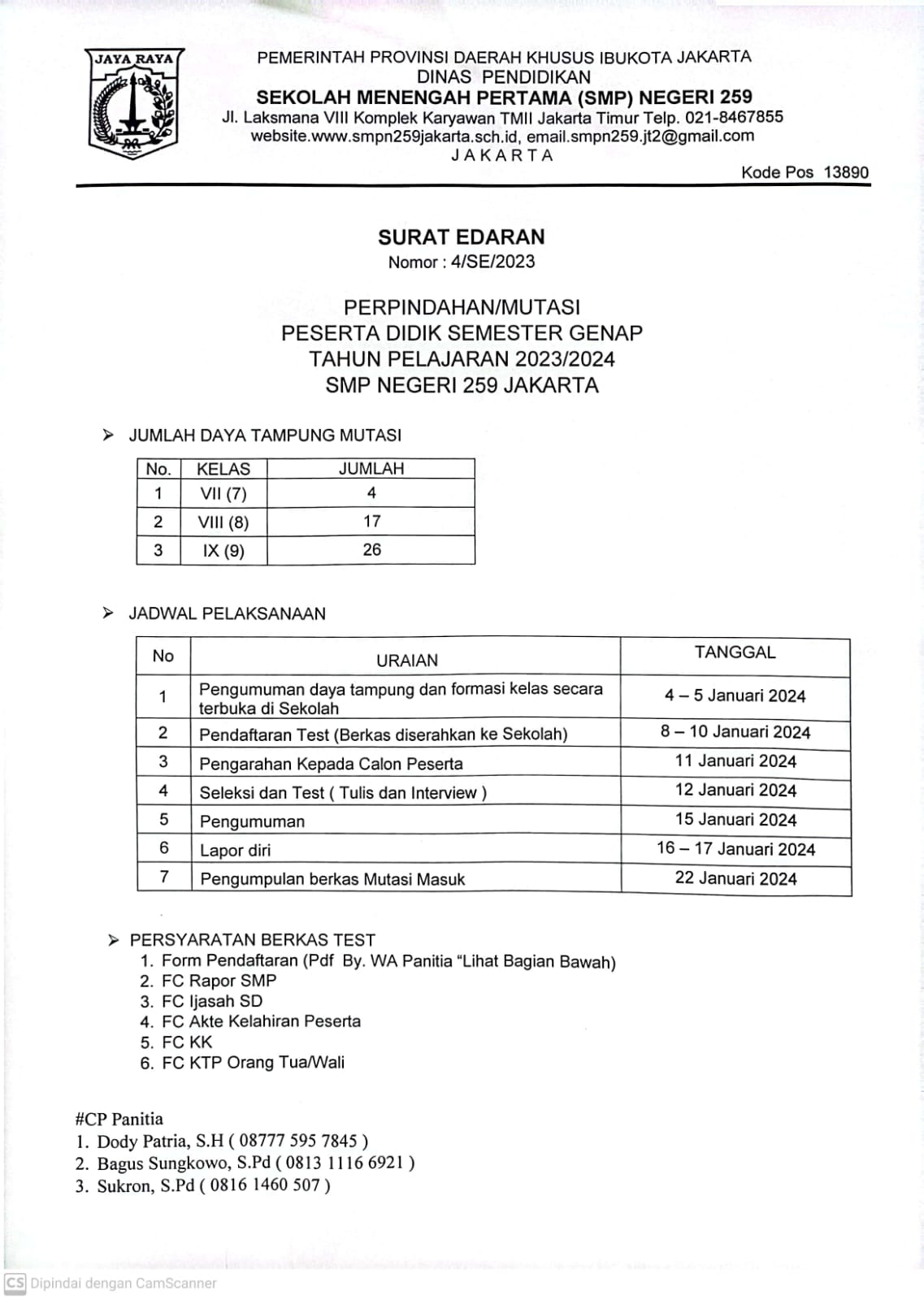 PERPINDAHAN/MUTASI PESERTA DIDIK SEMESTER GENAP TAHUN PELAJARAN 2023/2024