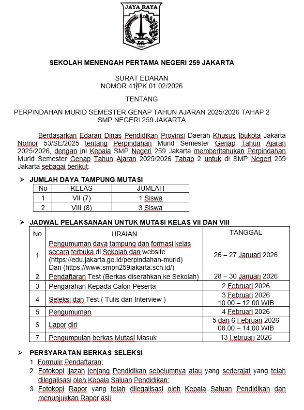 edaran mutasi tahap 2